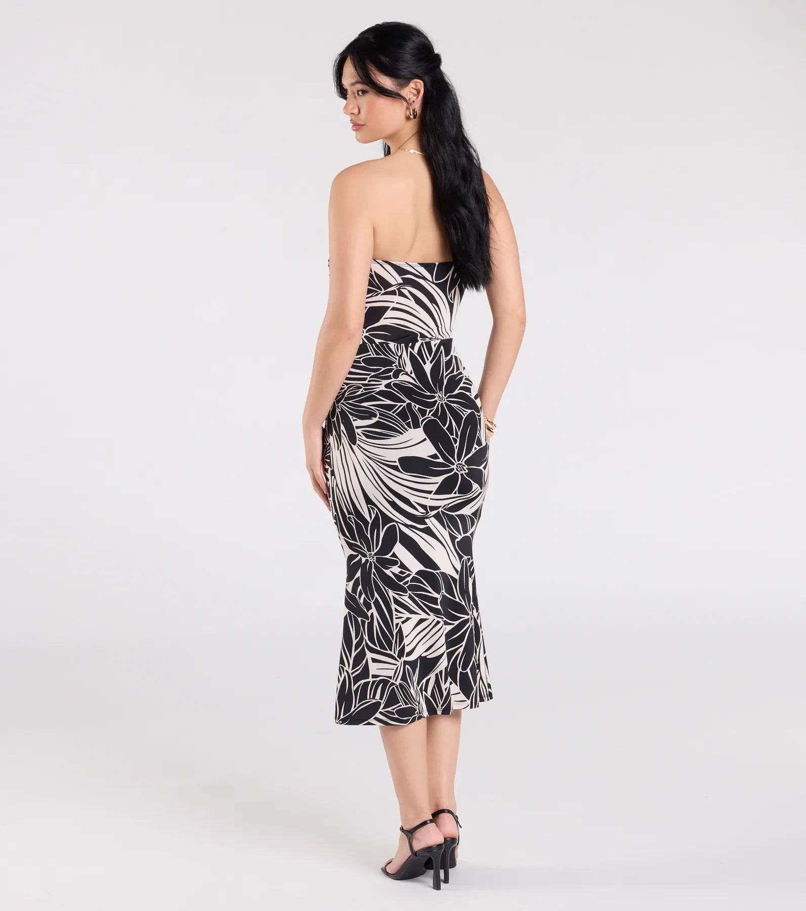 Tropical Mood Strapless Midi Dress