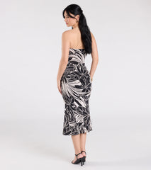 Tropical Mood Strapless Midi Dress
