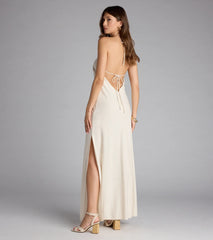 Coastal Chic Linen Halter Maxi Dress