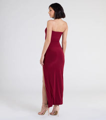 Sleek Fit Strapless High Slit Maxi Dress