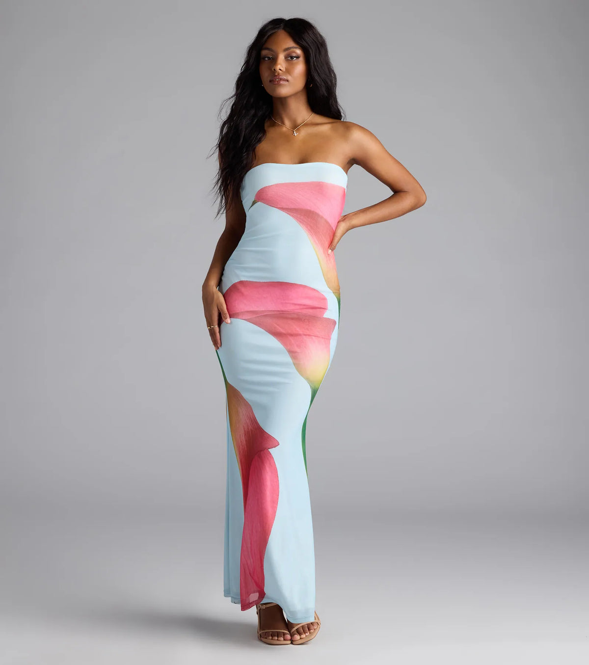 Beauty So Bold Floral Mesh Maxi Dress