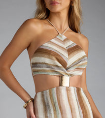 Meet Your Match Striped Lace-Up Midi Dress