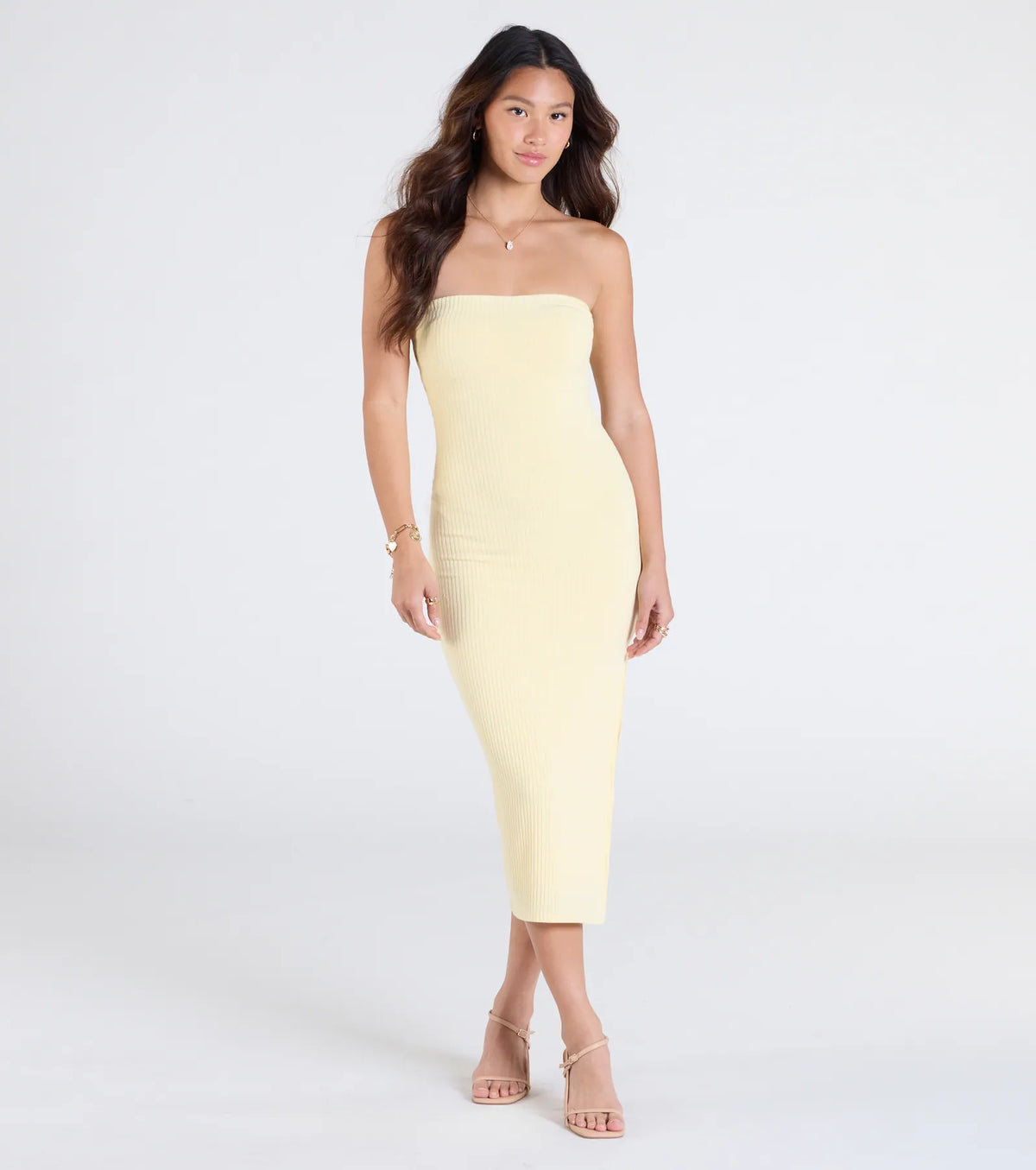 Smooth Talker Strapless Bodycon Midi Dress