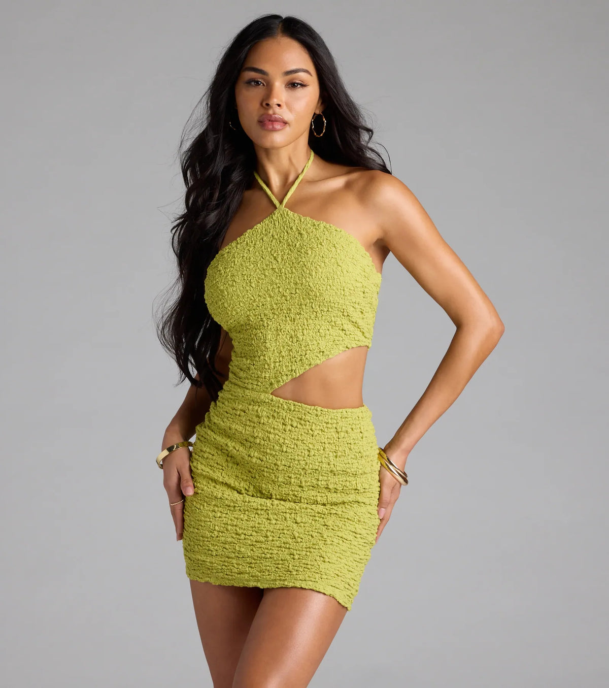 Striking A Pose Halter Cutout Mini Dress