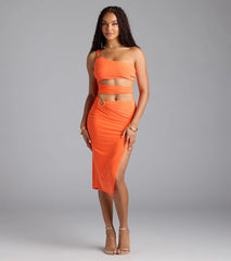 Turn Up The Heat One-Shoulder Cutout Midi Dress