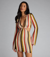 Groovy Gal Striped Cutout Mini Dress