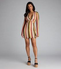 Groovy Gal Striped Cutout Mini Dress