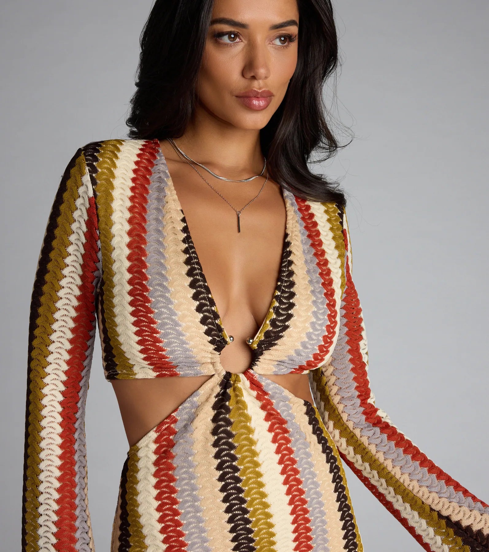 Groovy Gal Striped Cutout Mini Dress