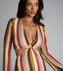 Groovy Gal Striped Cutout Mini Dress