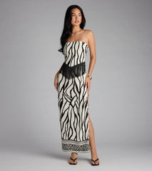 Chic On Vacay Geometric Print Maxi Tube Dress