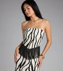 Chic On Vacay Geometric Print Maxi Tube Dress