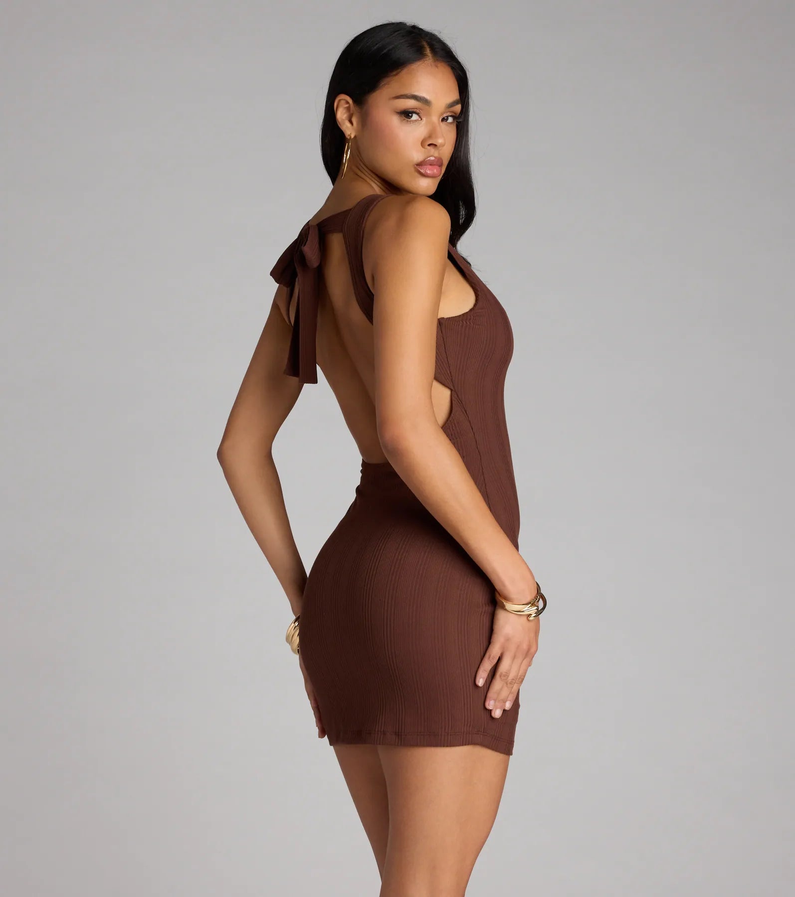 Lowkey Head Turner Open Back Mini Dress