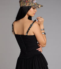 Wild Thing Mesh Belted Strap Mini Dress