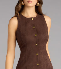 Rustic Charm Faux Suede A-Line Mini Dress