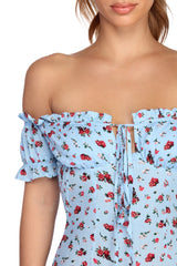 Smocked In Florals Mini Dress