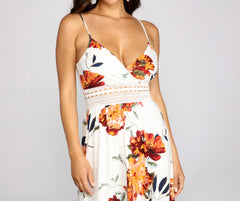 Fab Florals Crochet Waist Maxi Dress