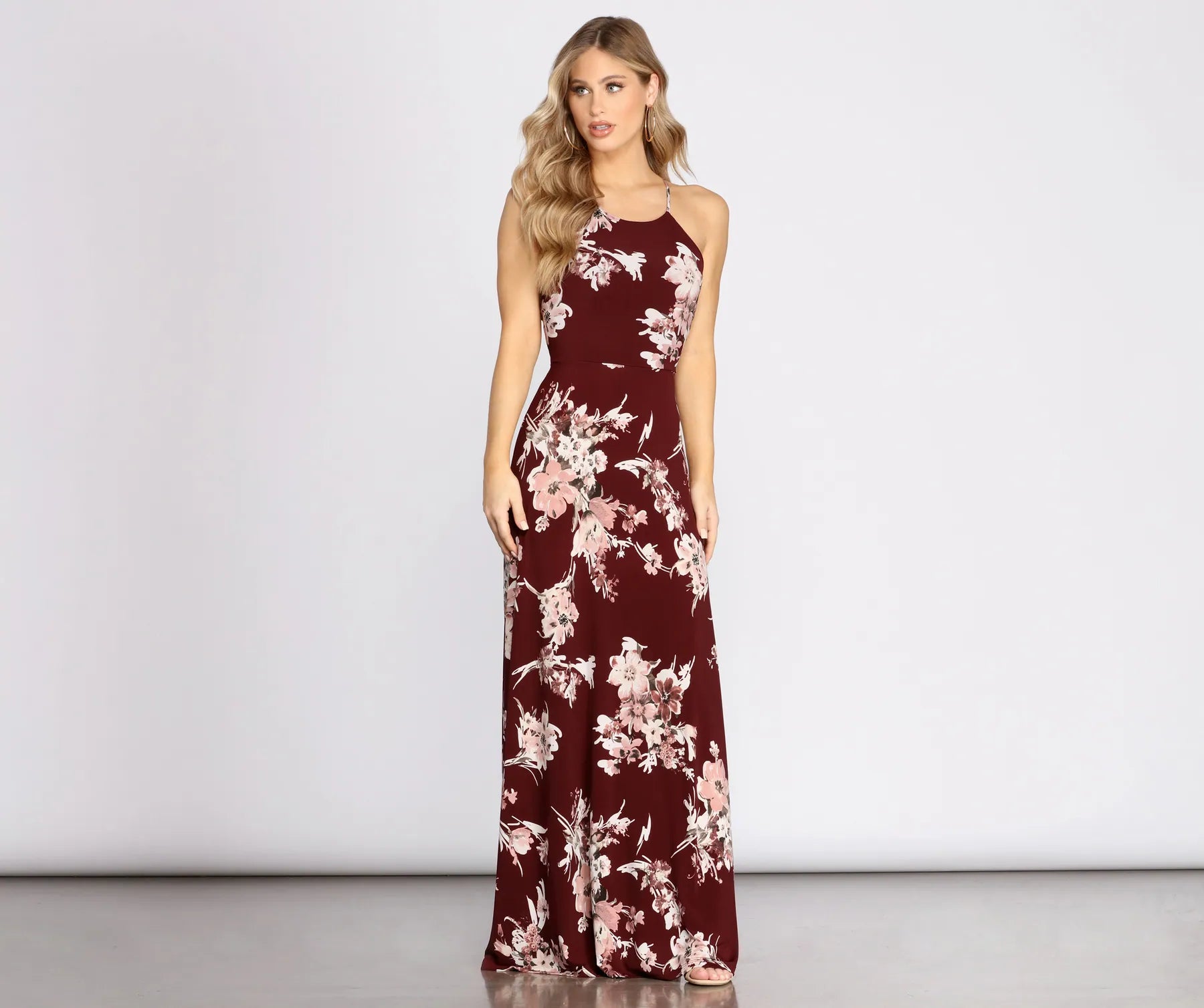 Fine In Florals High Neck Maxi Dress