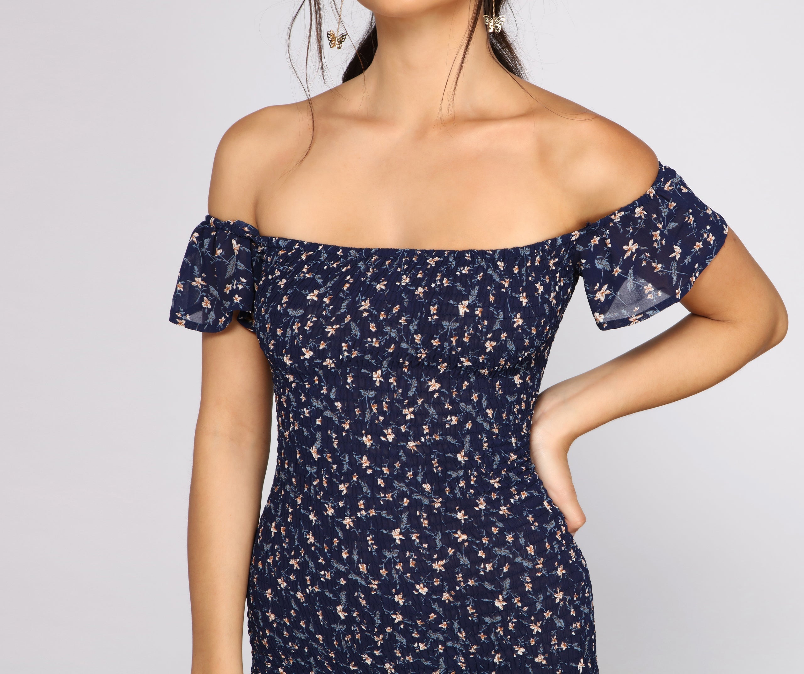 Sweet And Smocked Floral Mini Dress