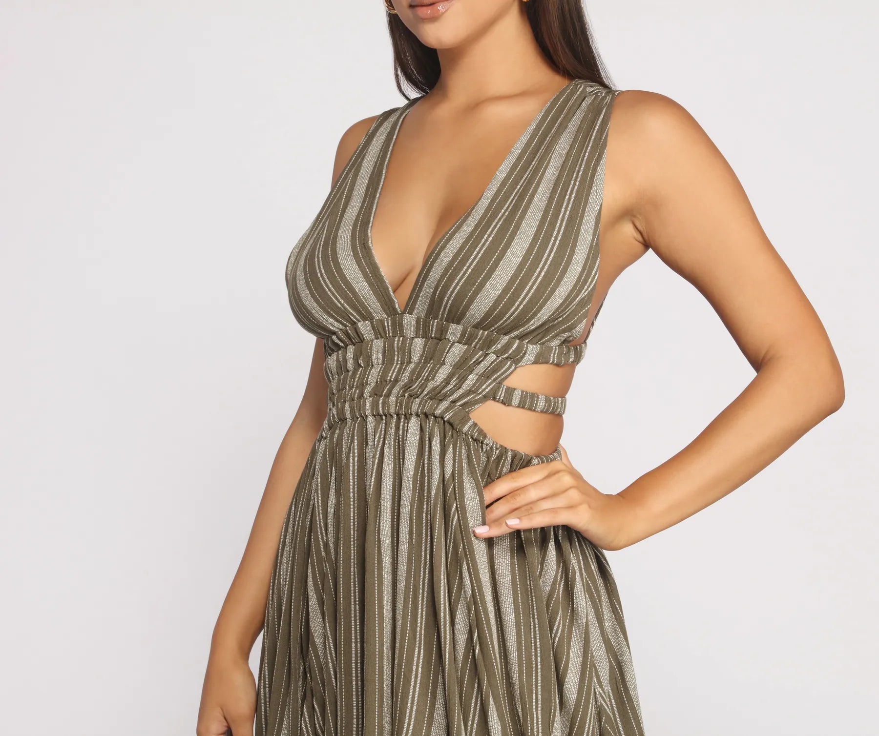 Season of Stripes Cutout Gauze Mini Dress