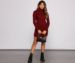Knit Girl Turtleneck Mini Dress