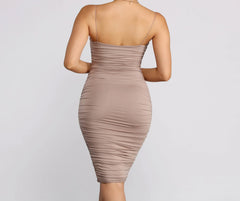 Friday Night Ruched Midi Dress