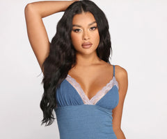 Denim and Lace Open Back Mini Dress