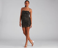 Feline Fashionista Leopard Mesh Mini Dress