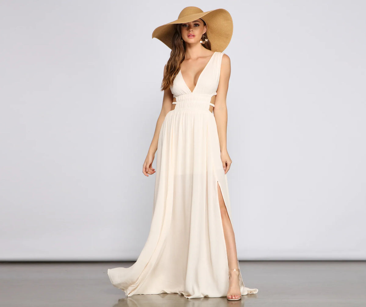 Style Icon Gauze Cutout Maxi Dress