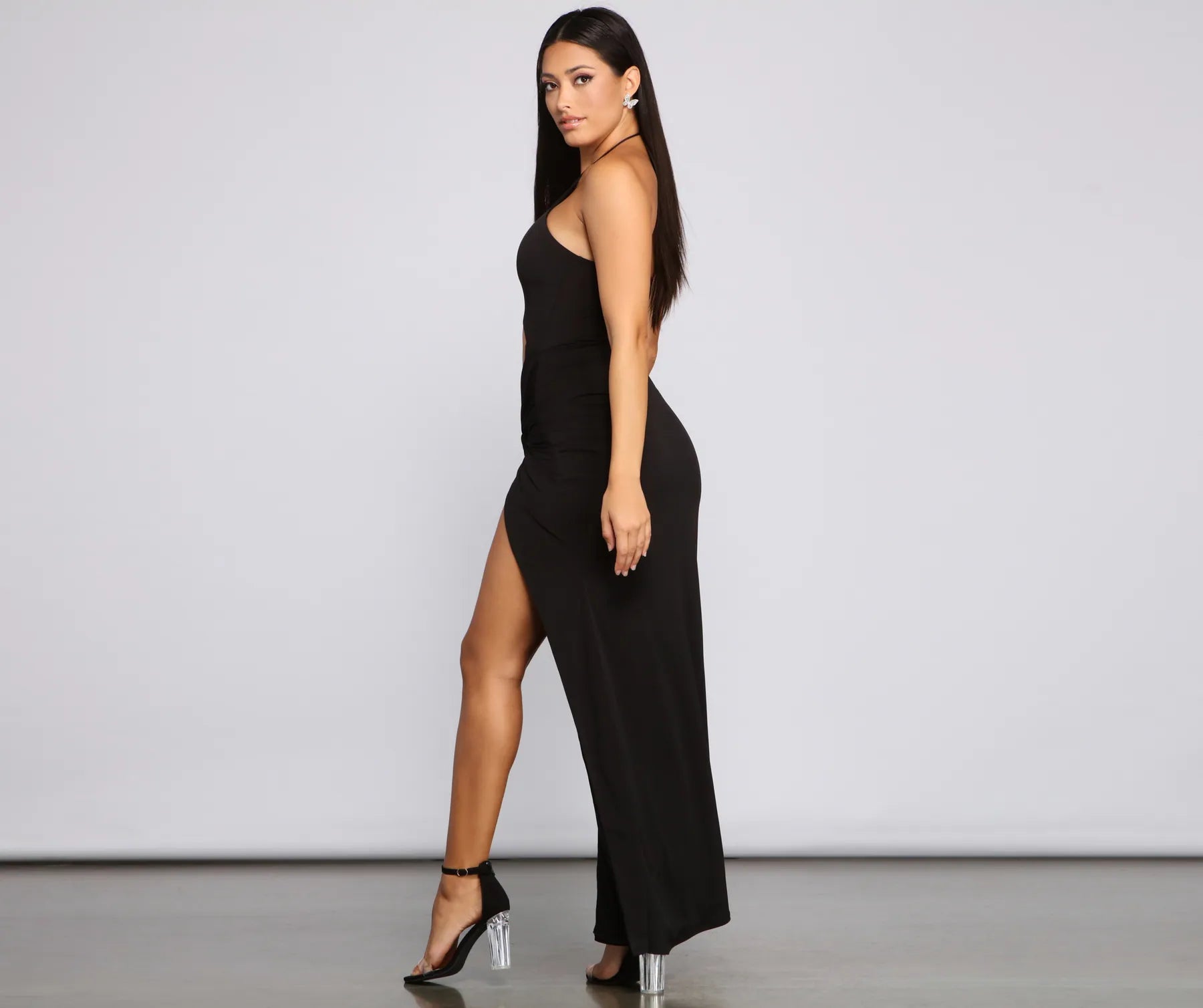 Raise The Stakes High Slit Cutout Dress