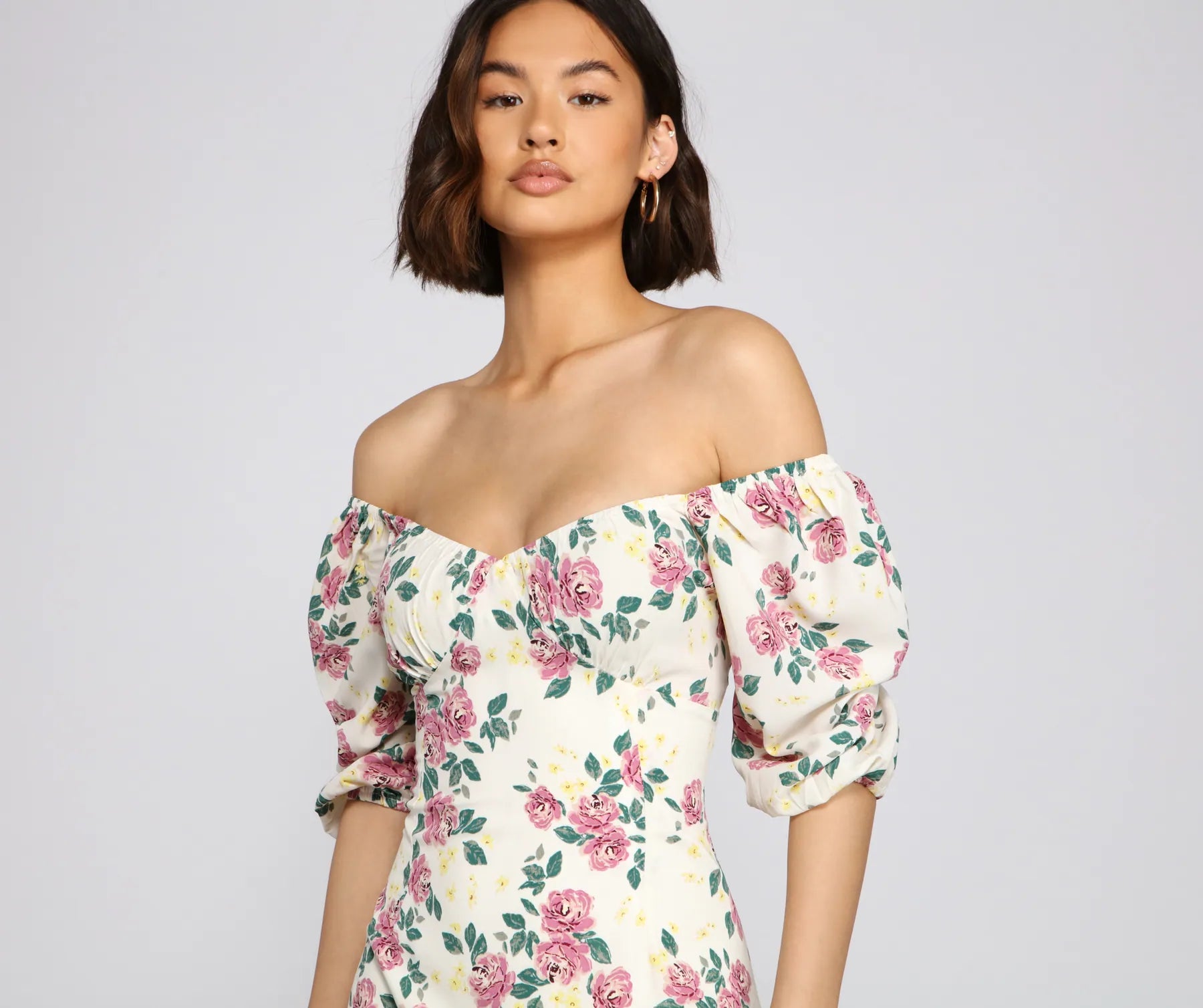 Floral Frenzy Off The Shoulder Skater Dress