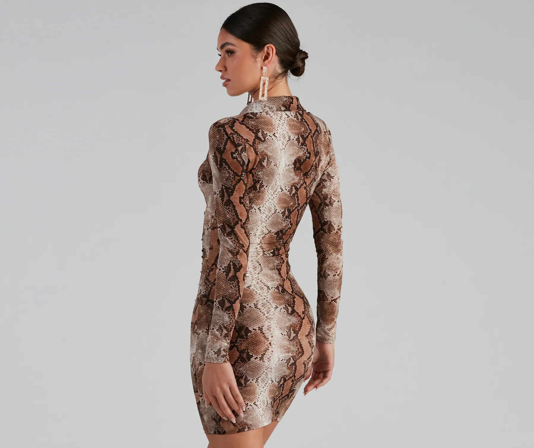 Stun In Snake Print Button-Down Dress