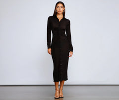 Trendsetting Stunner Slinky Knit Midi Dress