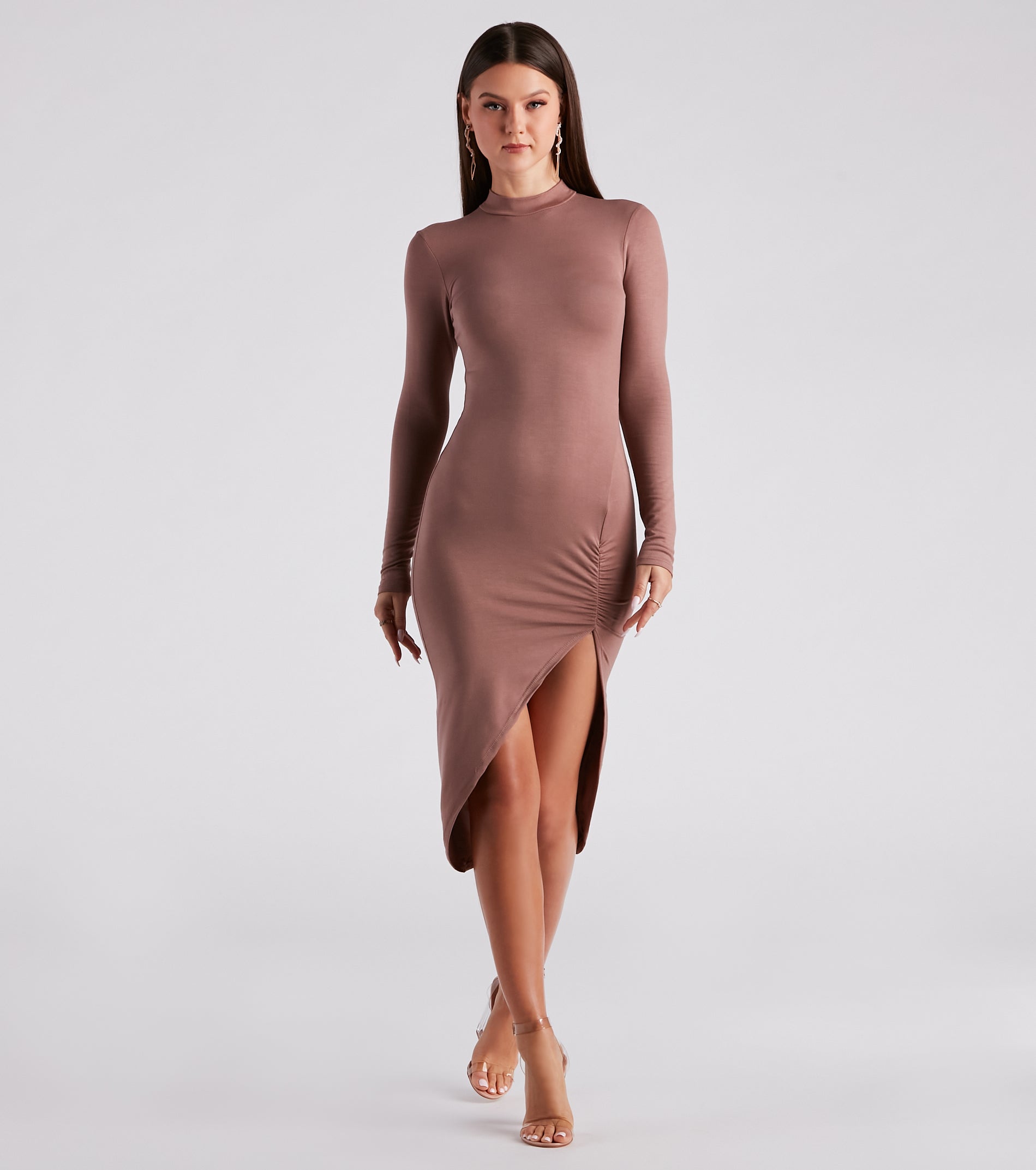 A Casual Slay Ruched Midi Dress