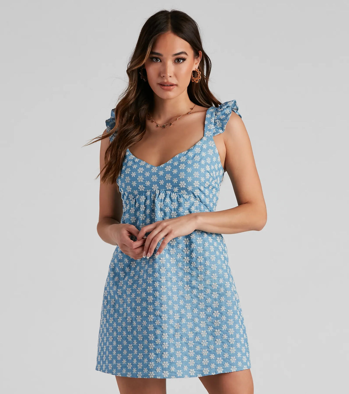 Picnic Date Eyelet Lace V-Neck Dress