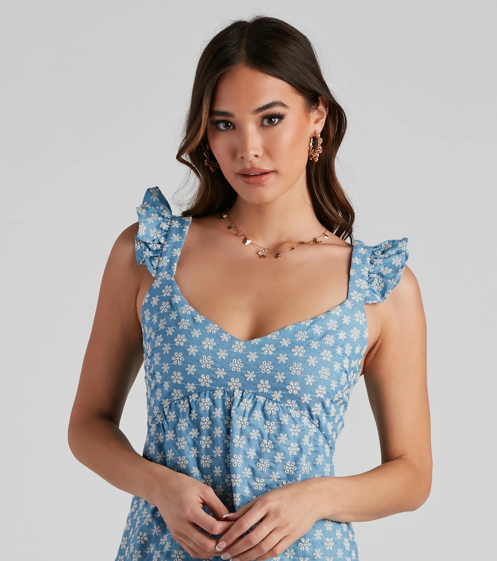 Picnic Date Eyelet Lace V-Neck Dress