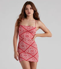 Summer Party Paisley Knit Mini Dress