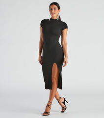 Everyday Chic Ribbed Knit Midi Dress