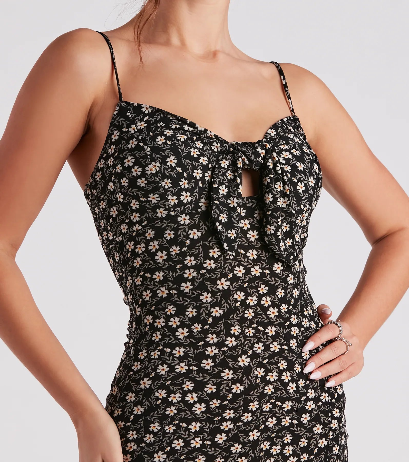 Stylish Charm Tie-Front Midi Dress