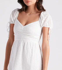 Weekend Brunch Eyelet Skater Dress