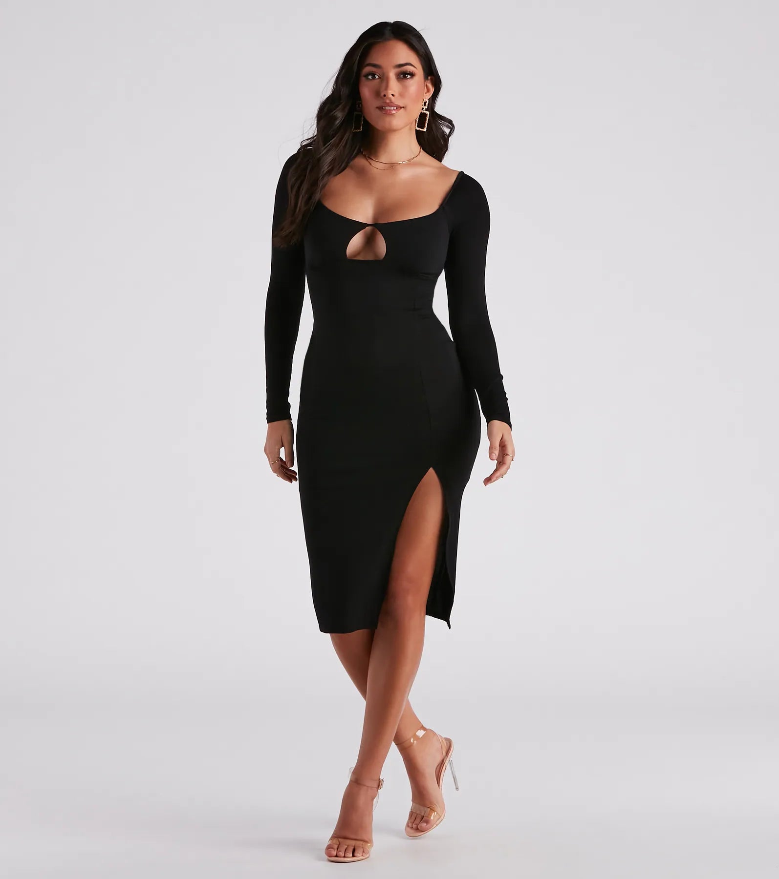 Stylish Staple Long Sleeve Midi Dress