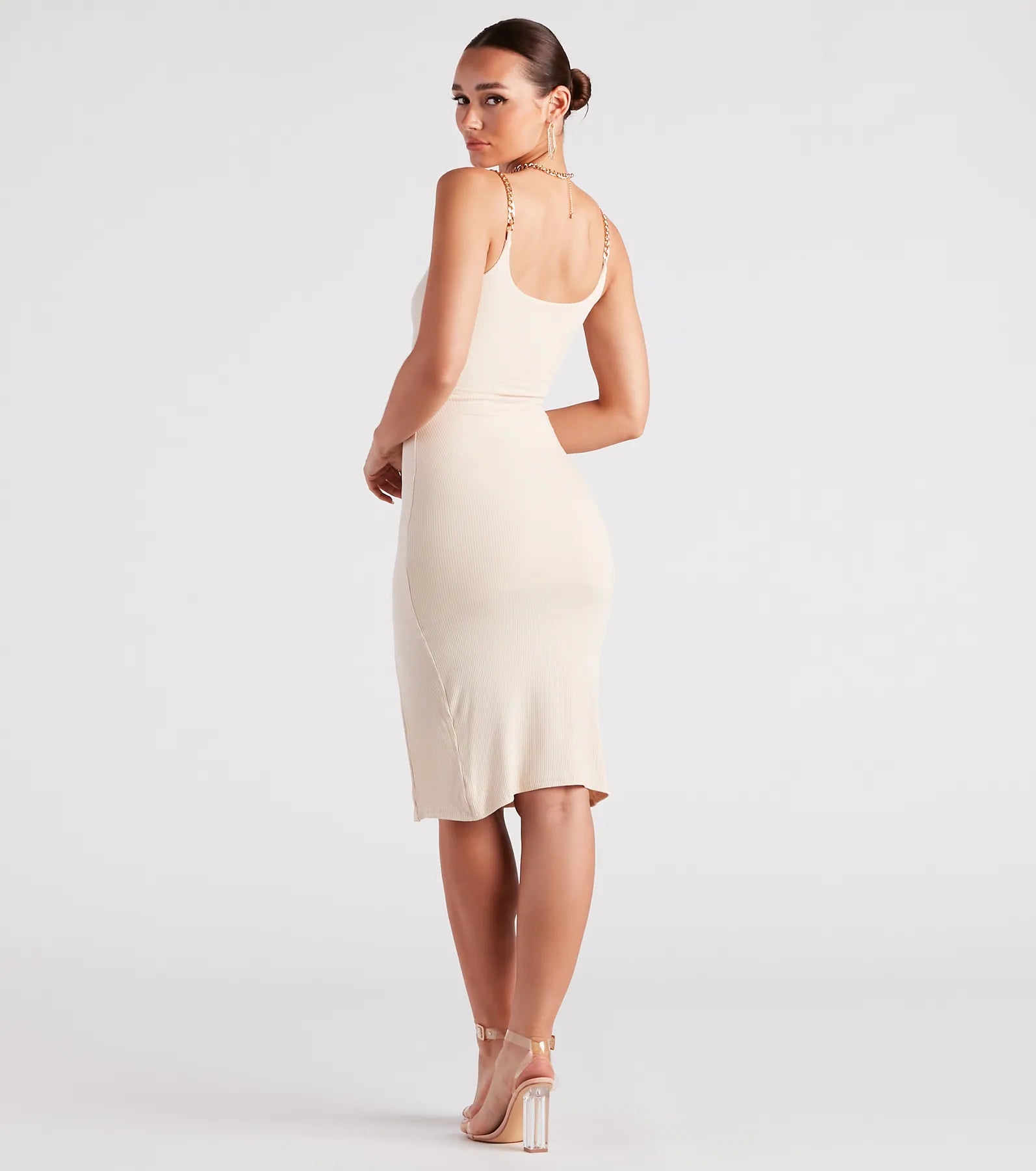 Stylish Links Chain Strap Midi Dress