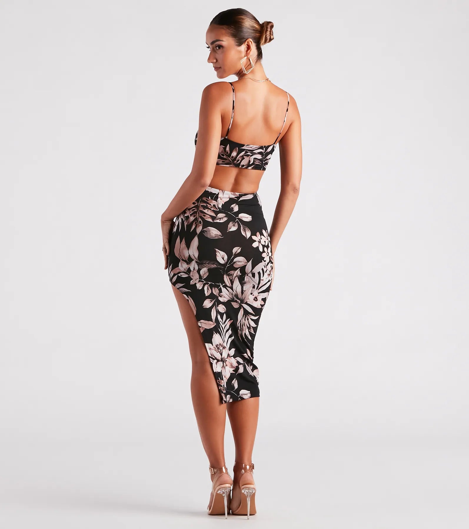 In Paradise Tropical Print Midi Dress