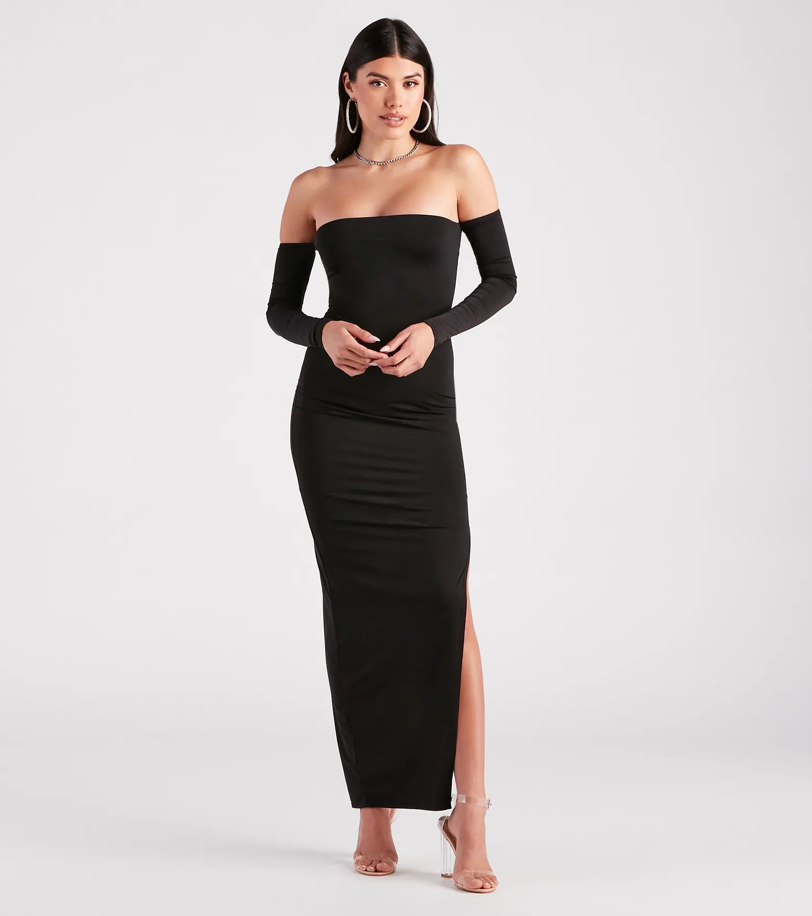 Sippin' On Sultry Off The Shoulder Maxi Dress