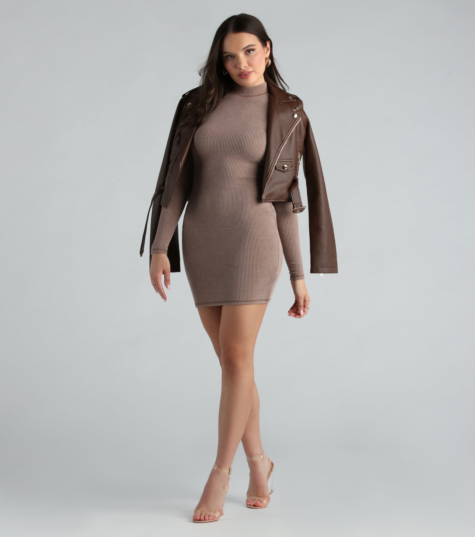 So Adorable Mock Neck Mini Dress