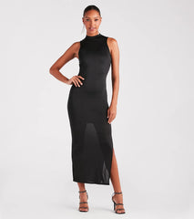 Curve Allure Mock Neck Maxi Dress