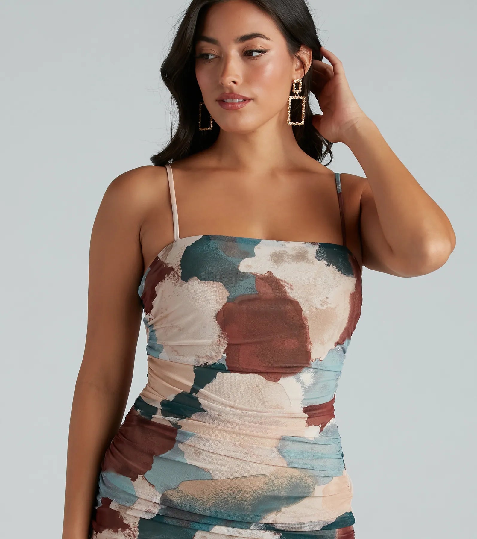 Stunning Vision Abstract Mesh Midi Dress