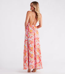 Electric Love Chiffon Floral Maxi Dress