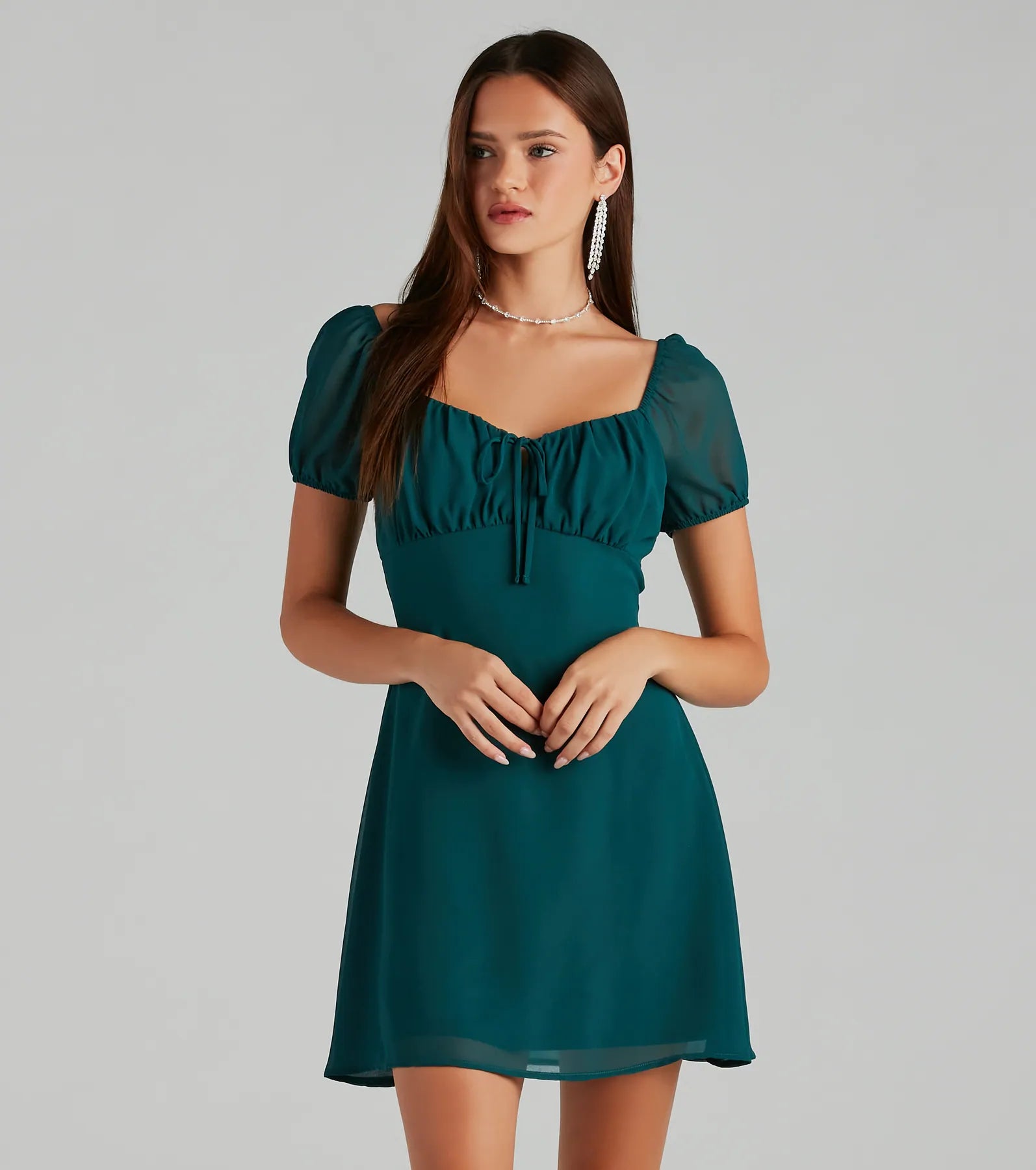 Flirt And Twirl Chiffon Open Back Skater Dress