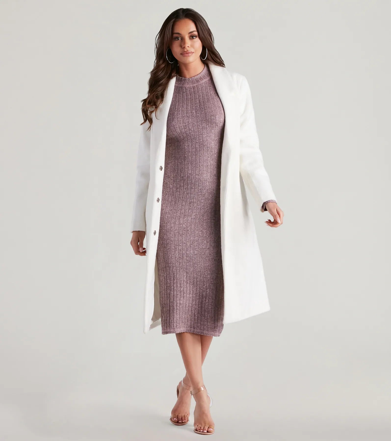 Cozy Love Mock Neck Midi Dress