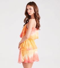 Daydreamer Tie-Dye Ruffled Chiffon Mini Dress